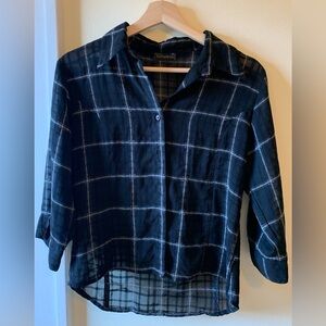 Black transparent button up